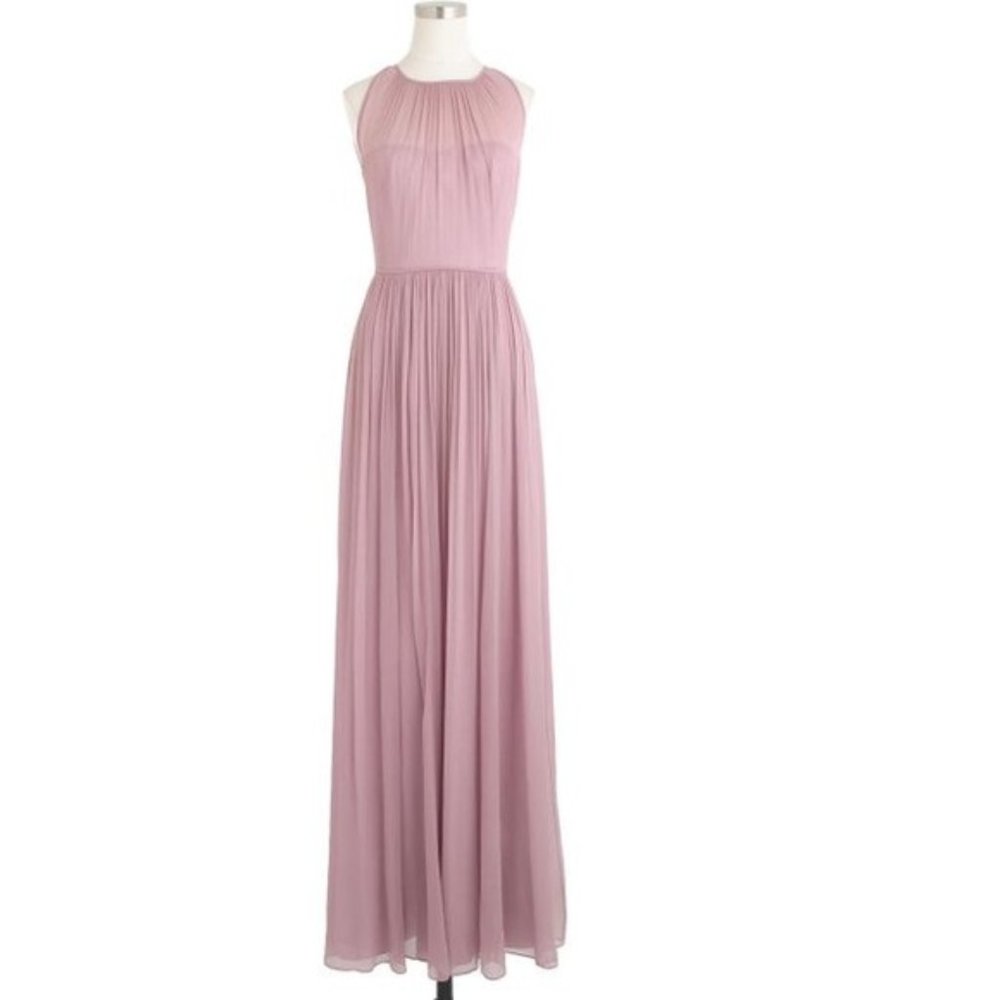 NWT J. Crew Megan Long Dress in Silk Chiffon in Dusty Thristle size 2